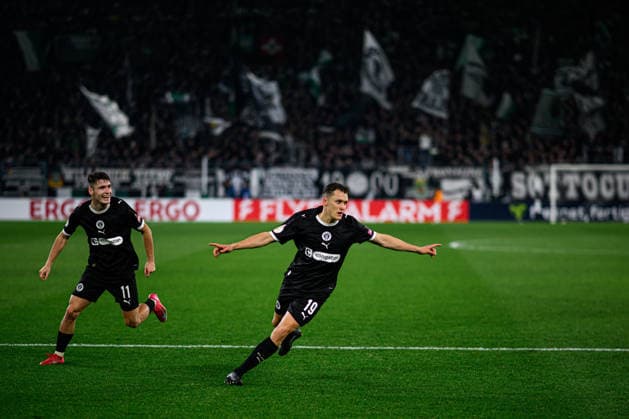 MOENCHENGLADBACH, GERMANY - 2 DECEMBER, 2025: Martijn Kaars, goal - The DFB Pokal, German Cup, match Borussia vs St.Pauli at Borussia Park.  Copyright: xVitaliixKliuievx