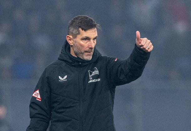 Soccer, Men, Season 2025 2026, DFB Cup Round of 16 , Hertha BSC 1 FC Kaiserslautern, Coach Stefan Leitl Hertha BSC , 02 12 2025, Copyright: xSebastianxRäppold MatthiasxKochx