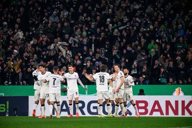 MOENCHENGLADBACH, GERMANY - 2 DECEMBER, 2025: Celebrations, goal - The DFB Pokal, German Cup, match Borussia vs St.Pauli at Borussia Park.  Copyright: xVitaliixKliuievx