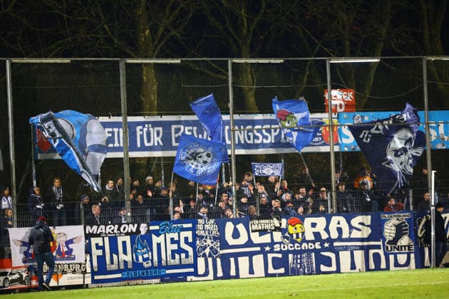 Soccer I Men I Season 2025 2026 I Regionalliga Nord I Matchday 13 I FC St Pauli II VFB Oldenburg I 02 12 2025 Fans VFB Oldenburg from the 12th minute Norderstedt Edmund Plambeck Stadion Schleswig Holstein Germany Copyright: xLobeca RalfxHomburgx
