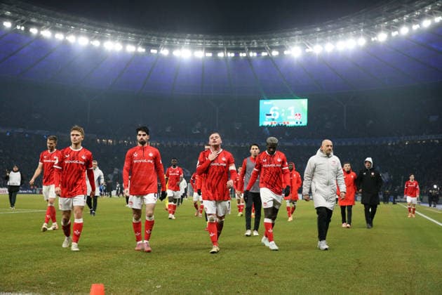 02 12 2025, xrekx, Soccer DFB Pokal 1 8 Final, Hertha BSC Berlin 1 FC Kaiserslautern v l End of match FC Kaiserslautern goes to the fans DFL DFB REGULATIONS PROHIBIT ANY USE OF PHOTOGRAPHS as IMAGE SEQUENCES and or QUASI VIDEO Berlin