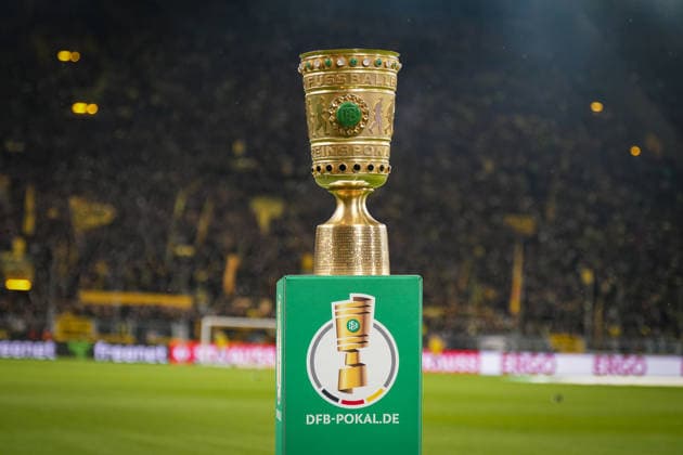 Germany Soccer DFB Cup 2025 26, Round of 16 Borussia Dortmund vs Bayer 04 Leverkusen Signal Iduna Park Dortmund DFB Cup, Trophy, Grandstand Dortmund North Rhine-Westphalia Germany Copyright: xJOERANxSTEINSIEKx