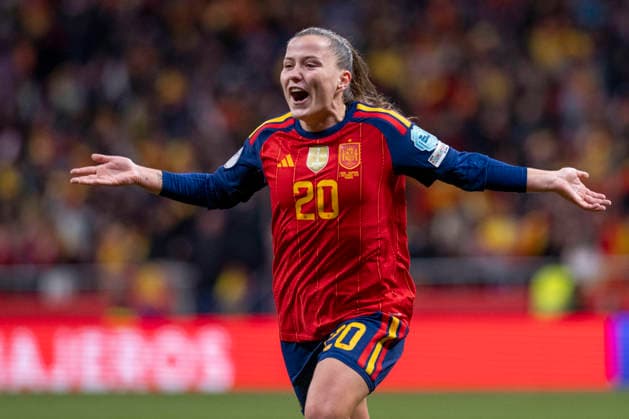 December 2, 2025, Madrid, Madrid, Spain: CLAUDIA PINA MEDINA of Spanish National celebrates first a goal during the second leg of the 2025 UEFA Women s Nations League final between the Spanish national team, Nationalteam and the German national team, held at the Riad Air Metropolitano on December 2, 2025, in Madrid, Spain. Madrid Spain - ZUMAc312 20251202_zsp_c312_071 Copyright: xOscarxManuelxSanchezx