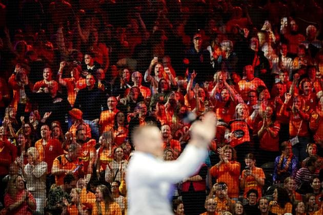 ROTTERDAM - Atmosphere during the World Cup handball match in Group E between the Netherlands and Austria in Ahoy Rotterdam. ANP ROBIN VAN LONKHUIJSEN xVIxANPxSportx xxANPxIVx 543695339 originalFilename: 543695339.jpg