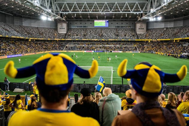 251202 Spectators of Sweden during the Women s Nations League bronze medal second leg match between Sweden and France on December 2, 2025 in Stockholm Photo Joel Marklund BILDBYRAN code JM JM0754 bbeng fotboll football soccer fotball nations league uefa women s nations league bronsmatch bronze medal match dam sverige sweden frankrike france publik  Copyright: JOELxMARKLUND BB251202JM020