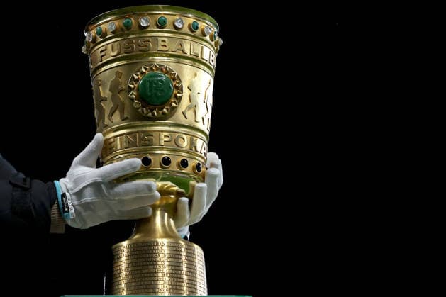 02 12 2025, Football, DFB Cup, Borussia Dortmund Bayer 04 Leverkusen, Round of 16, Signal Iduna Park, Season 2025 2026 The trophy the cup in close-up honorary prize detail photo DFB regulations prohibit any use of photographs as image sequences and or quasi video North Rhine-Westphalia Germany