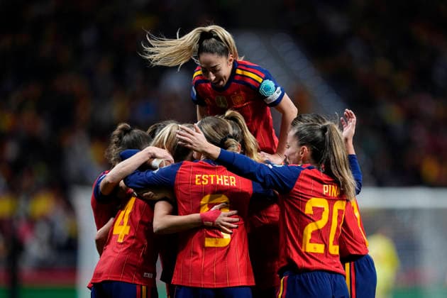 December 2, 2025, Madrid, Madrid, Spain: Vicky Lopez of Spain celebrates a goal during the UEFA Women s Nations League 2025 final second leg match between Spain and Germany at Riyadh Air Metropolitano stadium on December 02, 2025 in Madrid, Spain. Madrid Spain - ZUMAa181 20251202_zaa_a181_137 Copyright: xOscarxJ.xBarrosox