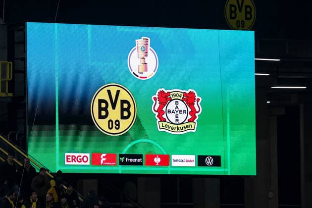 Scoreboard with fixtures GER, Borussia Dortmund vs Bayer Leverkusen, Football, DFB Pokal, Round of 16, Season 2025 2026, 02 12 2025 DFL REGULATIONS PROHIBIT ANY USE OF PHOTOGRAPHS AS IMAGE SEQUENCES AND OR QUASI VIDEO GER, Borussia Dortmund vs Bayer Leverkusen, Football, DFB Pokal, Round of 16, Season 2025 2026, 02 12 2025 Dortmund Copyright: xEibner-Pressefoto FrankxZeisingx EP_FZG