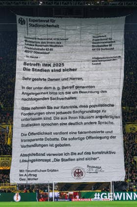 Soccer DFB Cup Borussia Dortmund Bayer 04 Leverkusen on 02 12 2025 at the Signal Iduna Park in Dortmund The Borussia Dortmund fans on the South Stand Suedtribuene with a protest action against the IMK Football is safe MH