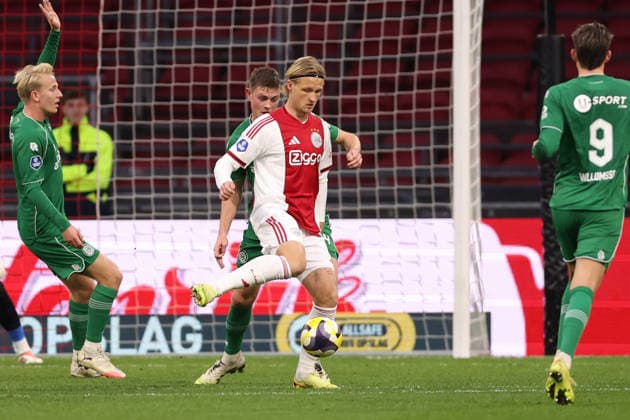 Kasper Dolberg of AFC Ajax during the match AFC Ajax Amsterdam vs FC Groningen at the Johan Cruijff ArenA for the Dutch Vriendenloterij Eredivisie season 2025 2026 in AMSTERDAM, Netherlands on 1 december 2025, photo by Peter Lous EYE4images DeFodi Images