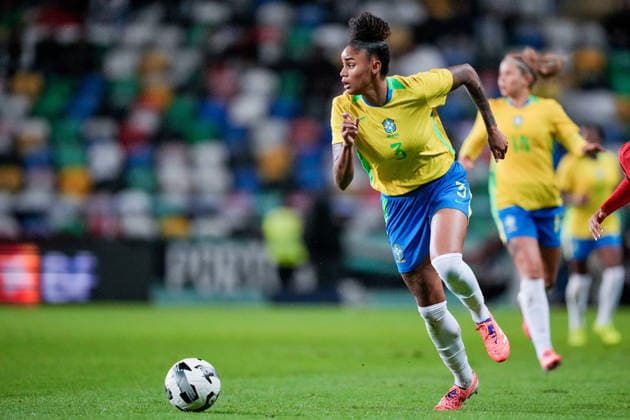 AVEIRO, PORTUGAL - DECEMBER 2: Tarciane of Brazil runs with the ball during a Women?s International Friendly, Länderspiel, Nationalmannschaft match between Portugal and Brazil at Estádio Municipal de Aveiro on December 2, 2025 in Aveiro, Portugal. (Photo by Pedro Loureiro Sports Press Photo) Copyright: xPedroxLoureiro SportsxPressxPhotx Sportspressphoto_SPR69134