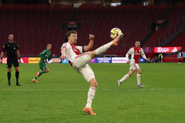 Youri Regeer of AFC Ajax during the match AFC Ajax Amsterdam vs FC Groningen at the Johan Cruijff ArenA for the Dutch Vriendenloterij Eredivisie season 2025 2026 in AMSTERDAM, Netherlands on 1 december 2025, photo by Peter Lous EYE4images DeFodi Images
