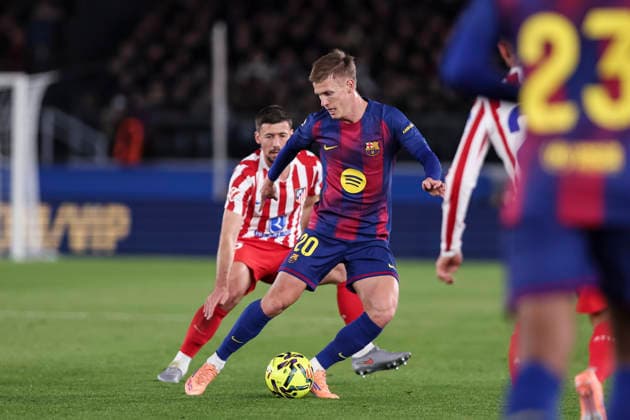 December 2, 2025, Barcelona, Barcelona, SPAIN: Dani Olmo of FC Barcelona, Barca in action during the Spanish league, La Liga EA Sports, football match played between FC Barcelona and Atletico de Madrid at Spotify Camp Nou stadium on December 02, 2025 in Barcelona, Spain. Barcelona SPAIN - ZUMAa181 20251202_zaa_a181_322 Copyright: xJavierxBorregox