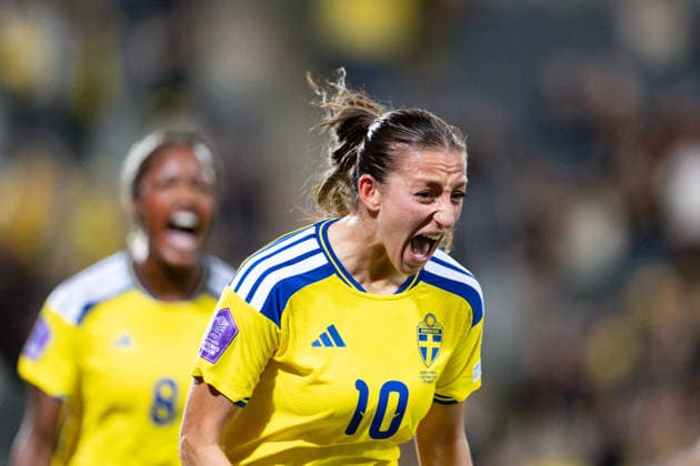 Rosa Kafaji (10 Sweden) celebrates after scoring during the Third-place match of the UEFA Womens Nations League football match between Sweden and France at 3Arena in Stockholm, Sweden. Copyright: xAnexFrosakerx xSPPx Sportspressphoto_SPR69265