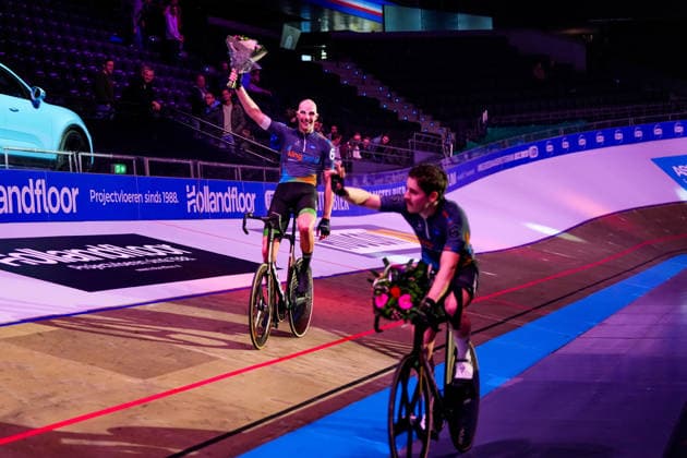 First day of the Wieler zesdaagse Rotterdam - Jan-Willem van Schip, Peter Moore during the WielerZesdaagse Rotterdam at Ahoy Rotterdam on 2 December 2025 in Rotterdam, Netherlands. (Parallax Pictures Nick Koole) Copyright: xNickxKoolex