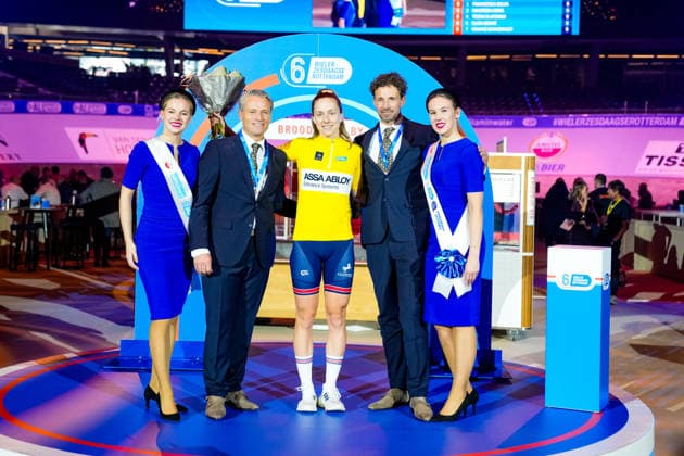 First day of the Wieler zesdaagse Rotterdam - Michael Zijlaard, Josie Knight, Peter Schep during the WielerZesdaagse Rotterdam at Ahoy Rotterdam on 2 December 2025 in Rotterdam, Netherlands. (Parallax Pictures Nick Koole) Copyright: xNickxKoolex
