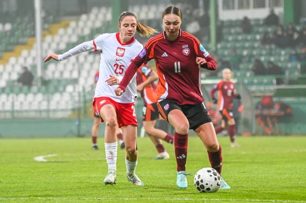 GDANSK, 02.12.2025 Pilka nozna kobiet mecz towarzyski Polska - Lotwa Women friendly football match Poland - Latvia NZ patrycja sarapata , arseno evelina dace johansone Fot. ANNA LANGOWSKA 058sport.pl NEWSPIX.PL --- newspix.pl POLAND OUT! 