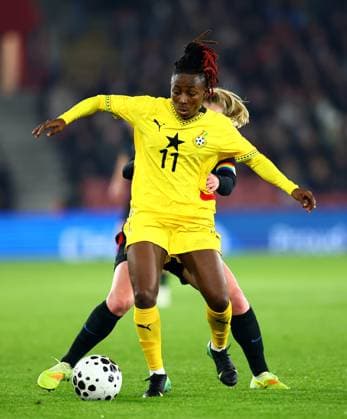 Alice Kusi of Ghana. England Women v Ghana Women, International Friendly, Länderspiel, Nationalmannschaft Football, St Mary s Stadium, Southampton, UK - 02 Dec 2025Southampton St Mary s Stadium United Kingdom EDITORIAL USE ONLY No use with unauthorised audio, video, data, fixture lists, club league logos or live services. Online in-match use limited to 120 images, no video emulation. No use in betting, games or single club league player publications.  Copyright: xJamesxMarsh Shutterstockx 16005561bx