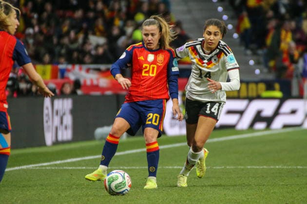 02 12 2025, xgrfx, Football UEFA Women s Nations League Final Second Leg, Spain Germany v l Claudia Pina Spain , Cora Zicai German Women s National Team DFL DFB REGULATIONS PROHIBIT ANY USE OF PHOTOGRAPHS as IMAGE SEQUENCES and or QUASI VIDEO Madrid