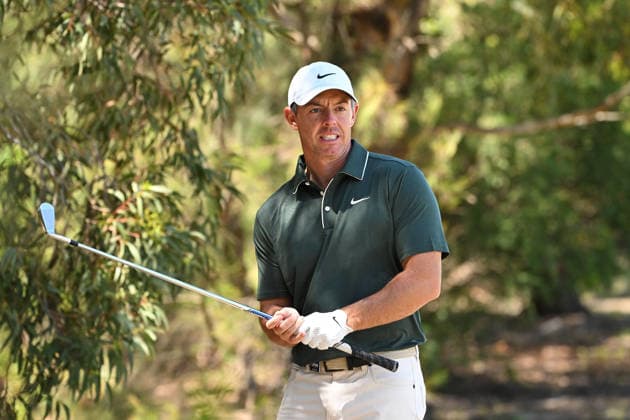 AUSTRALIAN OPEN GOLF PRO AM, Northern Ireland s Rory McIlroy reacts after playing a shot during the Pro-Am round ahead of the Australian Open at the Royal Melbourne Golf Club in Melbourne, Wednesday, December 3, 2025. ( NO ARCHIVING MELBOURNE VICTORIA AUSTRALIA Royal Melbourne Golf Club  Copyright: xJAMESxROSSx 20251203172293240980