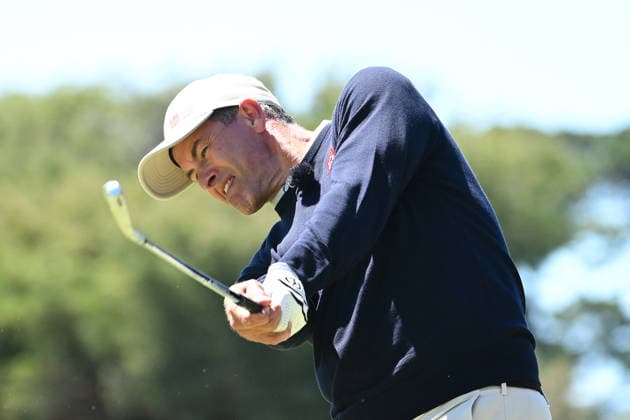 AUSTRALIAN OPEN GOLF PRO AM, Adam Scott of Australia plays a shot during the Pro-Am round ahead of the Australian Open at the Royal Melbourne Golf Club in Melbourne, Wednesday, December 3, 2025. ( NO ARCHIVING MELBOURNE VICTORIA AUSTRALIA Royal Melbourne Golf Club  Copyright: xJAMESxROSSx 20251203113934040738