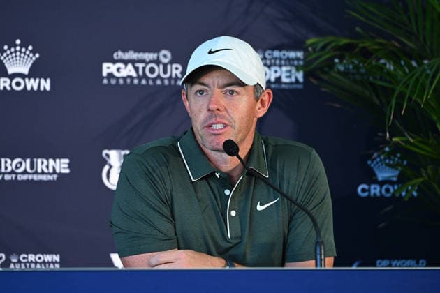 AUSTRALIAN OPEN GOLF PRO AM, Northern Ireland s Rory McIlroy speaks to media during a press conference, PK, Pressekonferenz after playing the Pro-Am round ahead of the Australian Open at the Royal Melbourne Golf Club in Melbourne, Wednesday, December 3, 2025. ( NO ARCHIVING MELBOURNE VICTORIA AUSTRALIA Royal Melbourne Golf Club  Copyright: xJAMESxROSSx 20251203114837313066