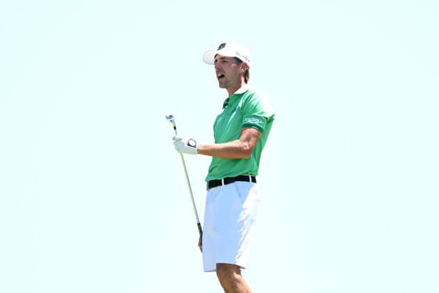 AUSTRALIAN OPEN GOLF PRO AM, David Puig of Spain reacts after playing a shot during the Pro-Am round ahead of the Australian Open at the Royal Melbourne Golf Club in Melbourne, Wednesday, December 3, 2025. ( NO ARCHIVING MELBOURNE VICTORIA AUSTRALIA Royal Melbourne Golf Club  Copyright: xJAMESxROSSx 20251203176710352668