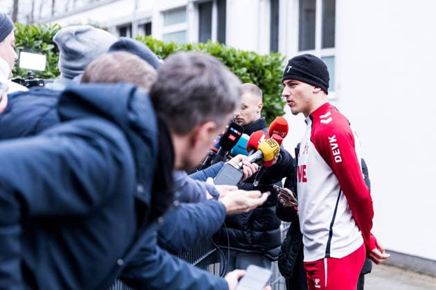 1 Football Bundesliga training 1 FC Köln 03 12 2025 Said El Mala 1 FC Köln, 13 in media talk, Interview, Mixed Zone 1 Football Bundesliga training 1 FC Köln Geissbockheim, 03 12 2025 Copyright: xBEAUTIFULxSPORTS Wunderlx
