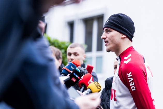 1 Football Bundesliga training 1 FC Köln 03 12 2025 Said El Mala 1 FC Köln, 13 in media talk, Interview, Mixed Zone 1 Football Bundesliga training 1 FC Köln Geissbockheim, 03 12 2025 Copyright: xBEAUTIFULxSPORTS Wunderlx