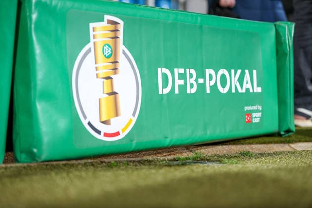03 12 2025, Football, DFB Cup, VfL Bochum VfB Stuttgart, Round of 16, Vonovia Ruhrstadion, Season 2025 2026 Lettering DFB Cup symbol image DFB regulations prohibit any use of photographs as image sequences and or quasi video North Rhine-Westphalia Germany