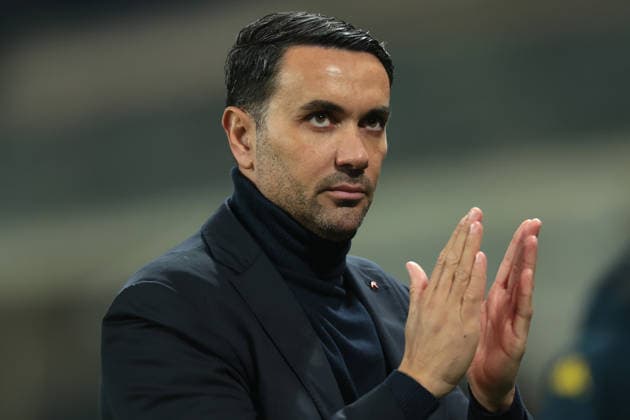 Bergamo, Italy, 3rd December 2025. Raffaele Palladino Head coach of Atalanta applauds the fans following the final whistle of the Atalanta vs Genoa Coppa Italia match at New Balance Arena, Bergamo. Picture credit should read: Jonathan Moscrop Sportimage EDITORIAL USE ONLY. No use with unauthorised audio, video, data, fixture lists, club league logos or live services. Online in-match use limited to 120 images, no video emulation. No use in betting, games or single club league player publications. SPI_105_JM_ATALANTA_GENOA_CI SPI-4320-0105