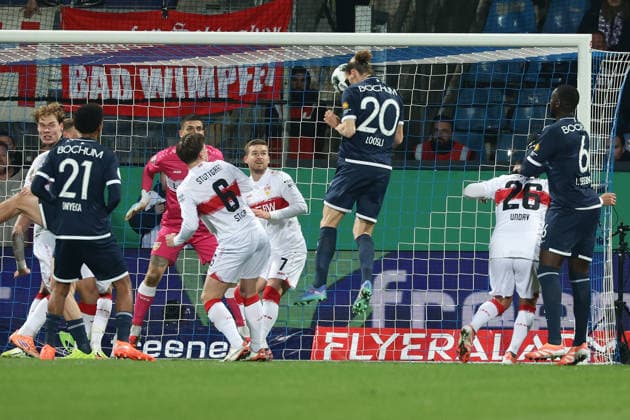 Bochum, Vonovia Ruhrstadion, 03 12 25, GER, Men, DFB Pokal, Round of 16, Season 2025 2026, VfL 1848 Bochum VfB Stuttgart, Big chance for Noah Loosli VfL Bochum DFB DFL REGULATIONS PROHIBIT ANY USE OF PHOTOGRAPHS AS IMAGE SEQUENCES AND OR QUASI VIDEO Copyright: JoachimxBywaletz xJB-Sportfoto