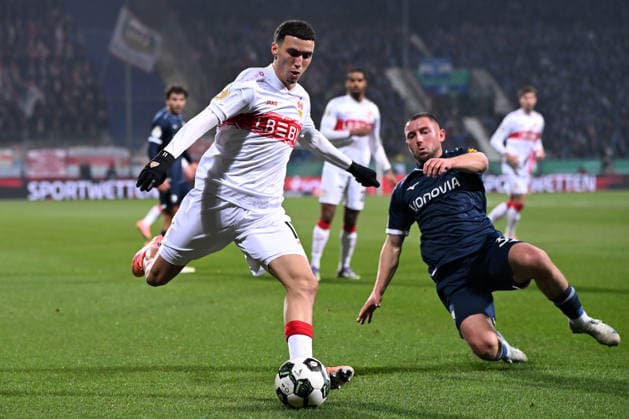 Bilal El Khannouss VfB Stuttgart and Maximilian Wittek VfL Bochum in a duel during the DFB Pokal match between VfL Bochum v VfB Stuttgart, Vovovia Ruhrstadion on December 03, 2025 in Bochum, Germany, Germany Photo by Ralf Treese DeFodi Images Bilal El Khannouss VfB Stuttgart and Maximilian Wittek VfL Bochum battle for the ball during the DFB Pokal match between VfL Bochum v VfB Stuttgart at Vonovia Ruhrstadion on December 3, 2025 in Bochum, Germany Photo by Ralf Treese DeFodi Images Photo by Ralf Treese DeFodi Images