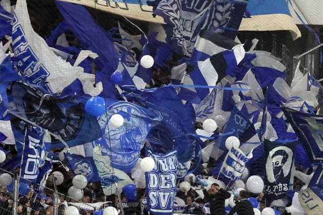 03 12 2025, xrekx, Football DFB Cup 1 8 Final, SC Freiburg SV Darmstadt 98 v l Darmstadt Fans ,Atmosphere, Scarves, Shirt, Flag, Banner, Ultras, Spectators, Visitors, Choreo, Choreography, atmosphere, spectators, Visitors DFL DFB REGULATIONS PROHIBIT ANY USE OF PHOTOGRAPHS as IMAGE SEQUENCES and or QUASI VIDEO Freiburg
