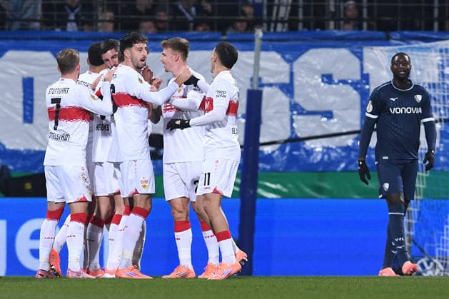 Soccer DFB Cup Round of 16 VfL Bochum VfB Stuttgart on 03 12 2025 at Vonovia Ruhrstadion in Bochum Goal to 0 1 by an own goal by Philipp Strompf Bochum DFB regulations prohibit any use of photographs as image sequences and or quasi video xRx