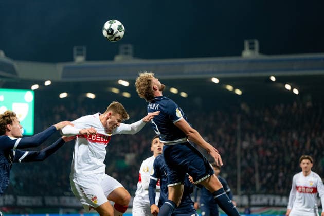DFB-Pokal VfL Bochum vs VfB Stuttgart 29 F. Jeltsch of VfB Stuttgart in action during the DFB-Pokal match against VfL Bochum at Vonovia Ruhrstadion in Bochum, Germany, on December 3, 2025. Copyright: xTaiseixIwamotox