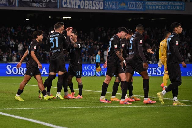 Lorenzo Lucca of S.S.C. Napoli celebrates after scoring the goal of 1-0 during the round of 16 of the Coppa Italia Frecciarossa between S.S.C. Napoli and Cagliari Calcio at the Diego Armando Maradona Stadium on December 3, 2025 in Naples, Italy.  Copyright: xDomenicoxCippitelli IPAxSportx xipa-agency.netx xx IPA_68694154 IPA_Agency_IPA68694154
