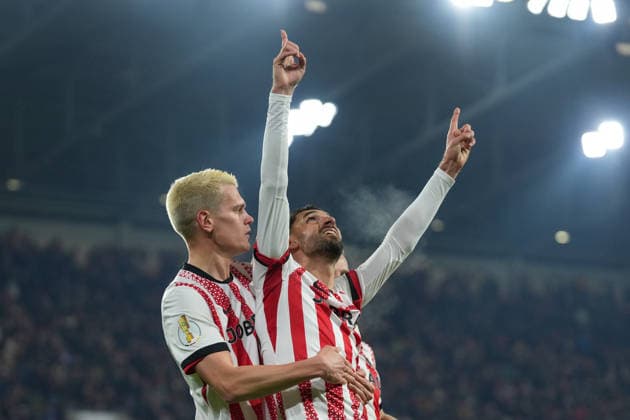 Matthias Ginter SC Freiburg, 28 , Vincenzo Grifo SC Freiburg, 32 Goal celebration, Emotions, Goal shot, Goal, Goal, Goal, Soccer, Round of 16, DFB Pokal, 2025 26, SC Freiburg vs SV Darmstadt 98, 03 12 2025, Europa Park Stadion, Freiburg, Germany DFB REGULATIONS PROHIBIT ANY USE OF PHOTOGRAPHS AS IMAGE SEQUENCES AND OR QUASI VIDEO Freiburg Europa Park Stadion Baden Württemberg Germany Copyright: xArnexAmbergx
