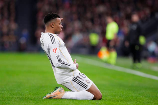 LA LIGA EA Sports -Athletic Club vs Real Madrid BILBAO, SPAIN - December 3:Kylian Mbappe of Real Madrid celebrates a goal during the La Liga 2025 26 match between Athletic Club and Real Madrid at San Mames Stadium. (Photo by Guille Martinez f22photo) Bilbao San Mames Stadium Spain Copyright: xGuillermoxMartinezx