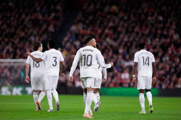 LA LIGA EA Sports -Athletic Club vs Real Madrid BILBAO, SPAIN - December 3:Kylian Mbappe of Real Madrid celebrates a goal during the La Liga 2025 26 match between Athletic Club and Real Madrid at San Mames Stadium. (Photo by Guille Martinez f22photo) Bilbao San Mames Stadium Spain Copyright: xGuillermoxMartinezx