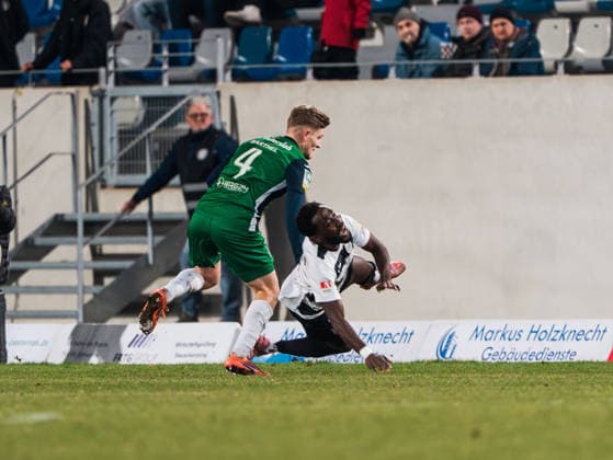 Robert Nnaji SG Wattenscheid 09, 08 is fouled by Niklas Barthel FC Guetersloh, 04 SG Wattenscheid 09 vs FC Guetersloh, Football, Westphalia State Cup, Quarter-final, 2025 2026 season, 03 12 2025 SG Wattenscheid 09 vs FC Guetersloh, Football, Westphalia State Cup, Quarter-final, 2025 2026 season, 03 12 2025 Wattenscheid Copyright: xEibner-Pressefoto DamianxKruczynx EP_DKI