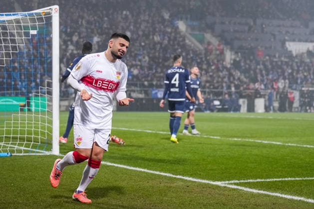 BOCHUM, GERMANY - DECEMBER 3: Deniz Undav of VfB Stuttgart celebrates after scoring his team s second goal during the DFB Cup round of 16 match between VfL Bochum and VfB Stuttgart at Vonovia Ruhrstadion on December 3, 2025 in Bochum, Germany. (Photo by Rene Nijhuis) SPO  Copyright: xRenexNijhuis