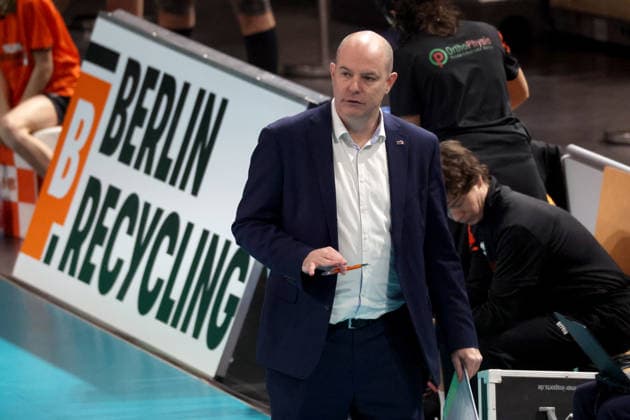 DEU, DVV, 1 VBL, BR Volleys vs Ludwigsburger, 03 12 2025, Max Schmeling Halle, Berlin, DEU, DVV, 1 VBL, BR Volleys vs Ludwigsburger, in the picture coach Joel Banks BR Volleys nordphotoxGmbHx xEngler nph00076