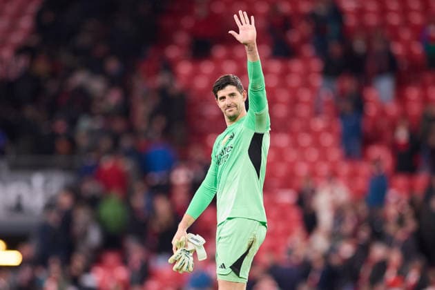 December 3, 2025, Bilbao, Vizcaya, Spain: Thibaut Courtois of Real Madrid CF reacts during the LaLiga EA Sports match between Athletic Club and Real Madrid CF at San Mames on December 3, 2025, in Bilbao, Spain. Bilbao Spain - ZUMAa181 20251203_zaa_a181_126 Copyright: xRicardoxLarreinax