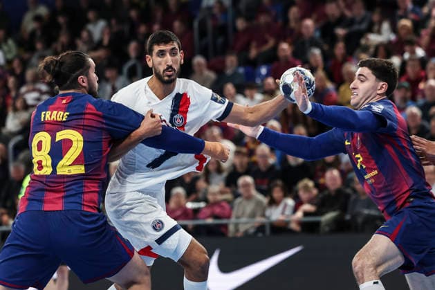 December 3, 2025, Barcelona, Barcelona, SPAIN: Yahia Omar of Paris Saint-Germain in action during the EHF Champions League handball match played between FC Barcelona, Barca and Paris Saint-Germain at Palau Blaugrana on December 03, 2025 in Barcelona, Spain. Barcelona SPAIN - ZUMAa181 20251203_zaa_a181_150 Copyright: xJavierxBorregox