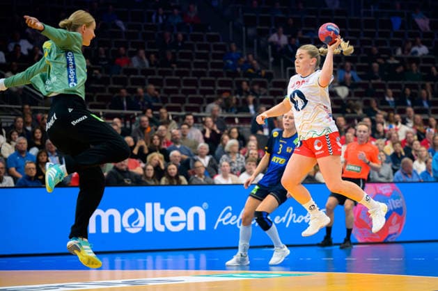 Handball, Womens World Championship, Main Round Norway Sweden from left Johanna Bundsen Sweden , Emilie Hovden Norway Dortmund Westfalenhalle Nordrhein Westfalen Germany