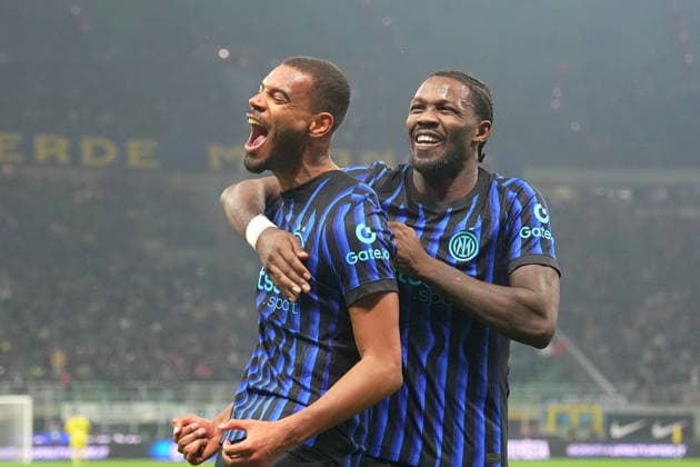 Inter Milan s Andy Diouf celebrates after scoring 1-0 during the Frecciarossa Italian Cup 2025 2026 soccer match between Inter and Venezia at the San Siro Stadium in Milan , north Italy - Wednesday , December 03 , 2025. - Soccer .  Copyright: xSpada LaPressex