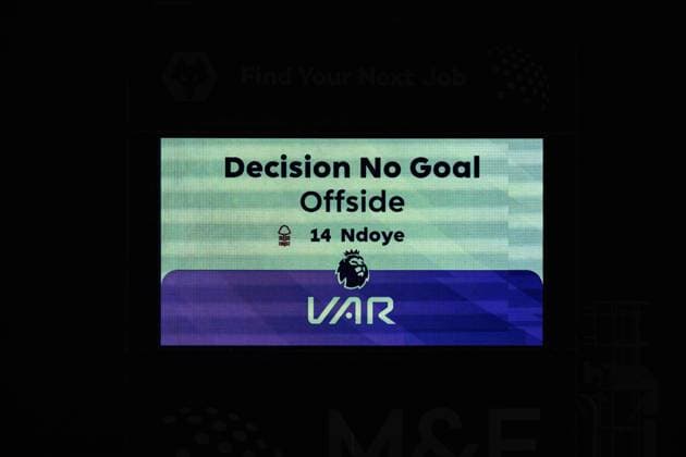 3rd December 2025; Molineux Stadium, Wolverhampton, West Midlands, England; Premier League Football, Wolverhampton Wanderers versus Nottingham Forest; VAR rules the opening goal to be offside so the score remains 0-0  GodfreyxPitt