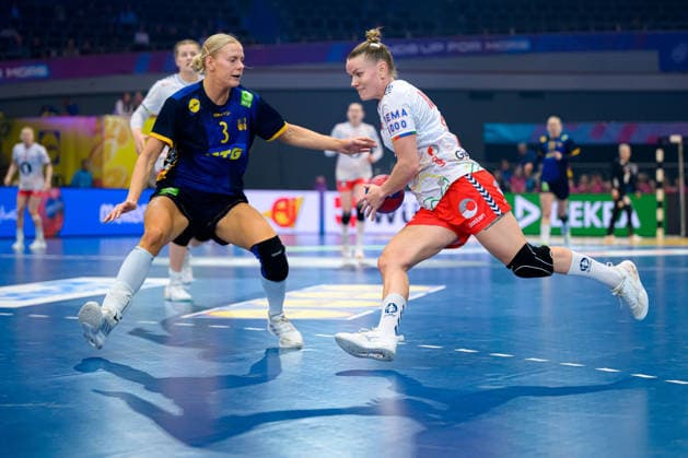 Handball, Womens World Championship, Main Round Norway Sweden v li Nina Koppang Sweden , Anniken Wollik Norway Dortmund Westfalenhalle Nordrhein Westfalen Germany