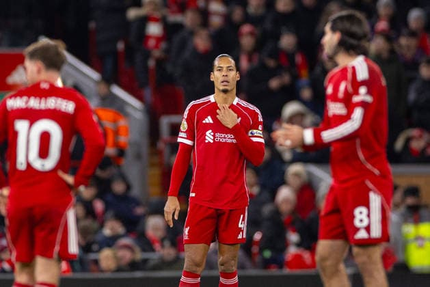 Football - FA Premier League - Liverpool FC v Sunderland AFC LIVERPOOL, ENGLAND - Wednesday, December 3, 2025: Liverpool s captain Virgil van Dijk reacts to conceding the first goal during the FA Premier League match between Liverpool FC and Sunderland AFC at Anfield. (Photo by David Rawcliffe Propaganda) LIVERPOOL Anfield MERSEYSIDE ENGLAND  Copyright: xDavidxRawcliffex P2025-12-03-Liverpool_Sunderland-83